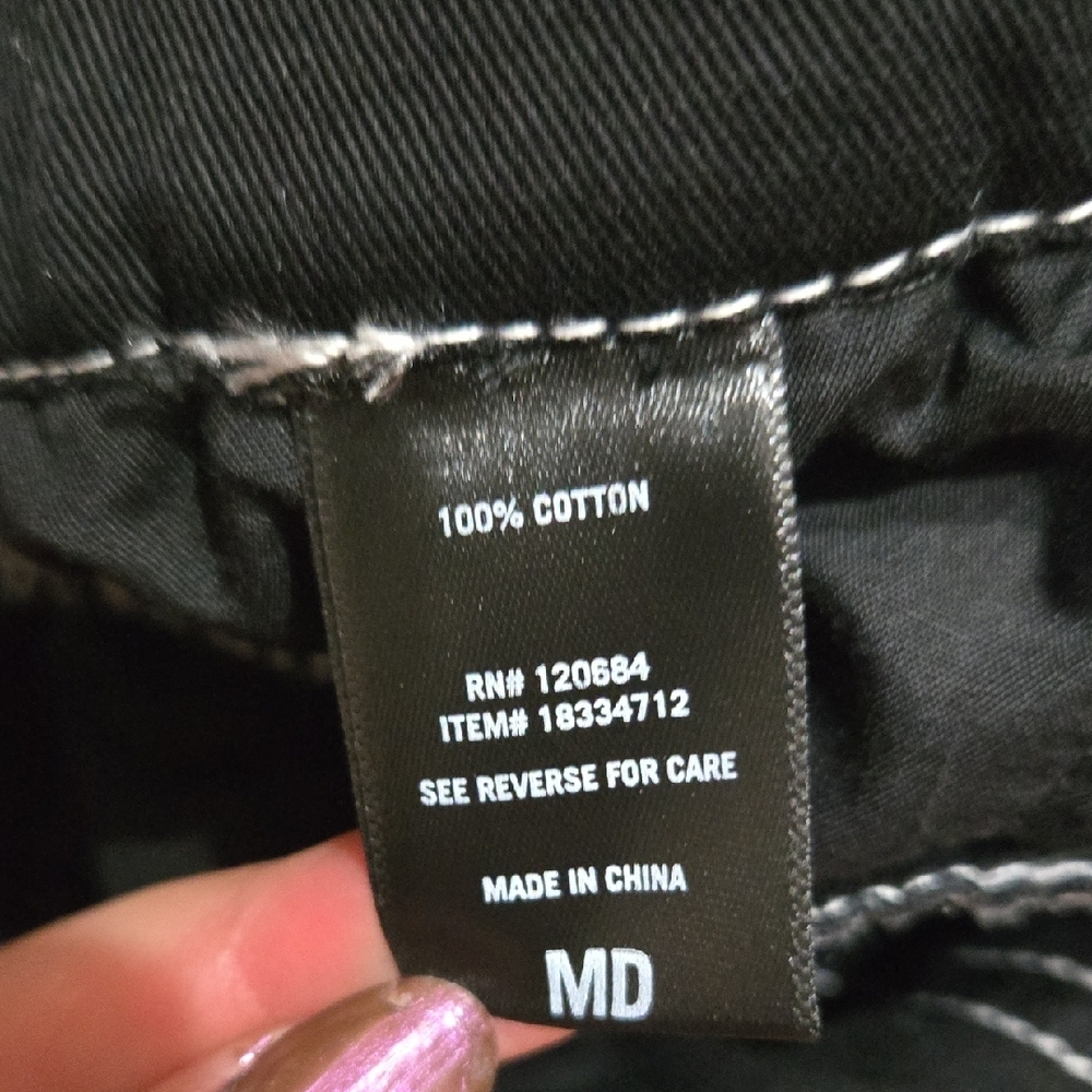 Black and White Cargo Pants with Contrast Stitching - Picture 6 of 10